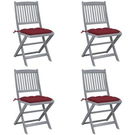 Vidaxl Chaises Pliables Dextérieur 4 Pcs Avec Coussins Bois Dacacia