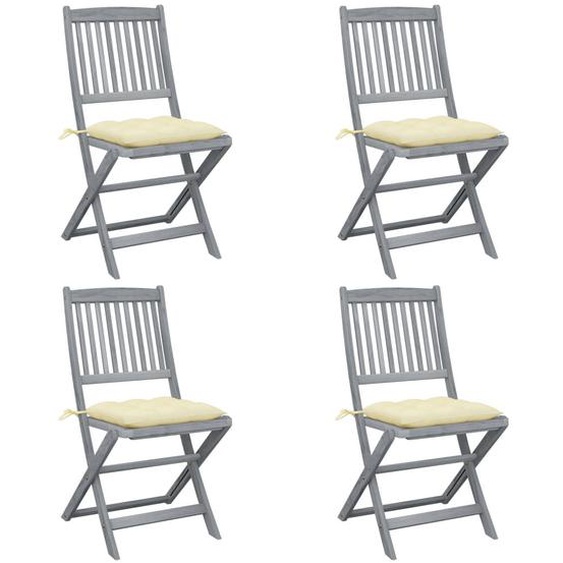 Vidaxl Chaises Pliables Dextérieur 4 Pcs Avec Coussins Bois Dacacia