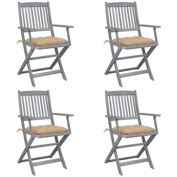 Vidaxl Chaises Pliables Dextérieur 4 Pcs Avec Coussins Bois Dacacia