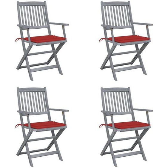 Vidaxl Chaises Pliables Dextérieur 4 Pcs Avec Coussins Bois Dacacia