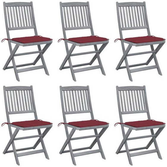 Vidaxl Chaises Pliables Dextérieur 6 Pcs Avec Coussins Bois Dacacia