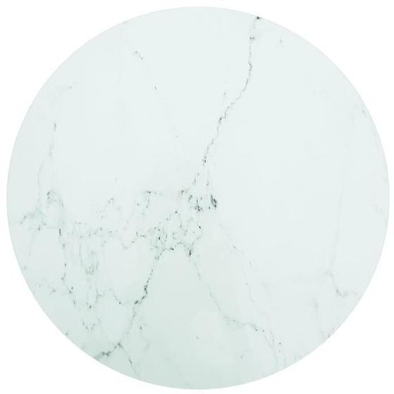 vidaXL Dessus de table Blanc Ø60x0,8 cm Verre trempé design de marbre