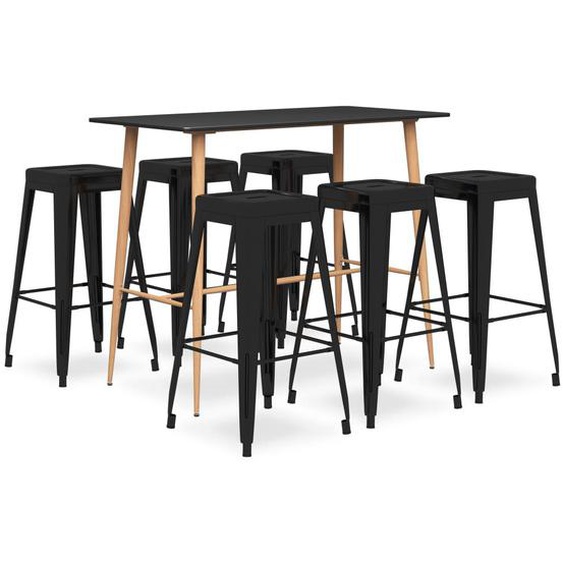 Vidaxl Ensemble De Bar 7 Pcs Noir