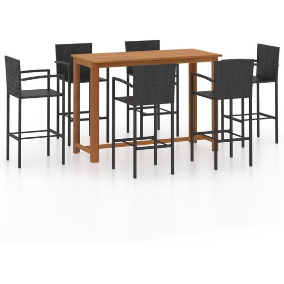 Vidaxl Ensemble De Bar De Jardin 7 Pcs Noir