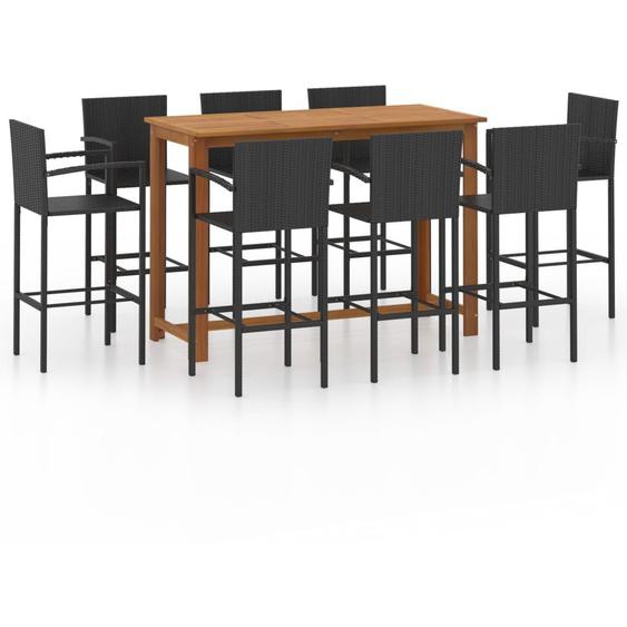 Vidaxl Ensemble De Bar De Jardin 9 Pcs Noir