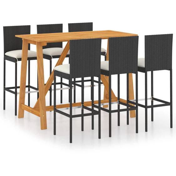 Vidaxl Ensemble De Bar De Jardin Avec Coussins 7 Pcs Noir