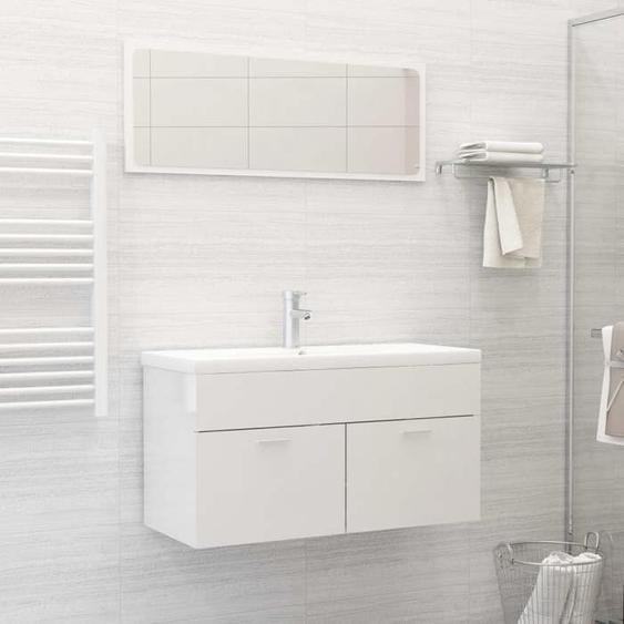 vidaXL Ensemble de meubles de bain Blanc brillant Bois dingénierie 3070889