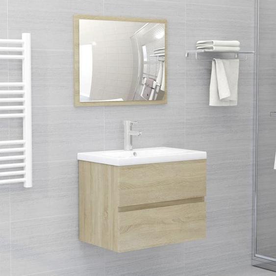 vidaXL Ensemble de meubles de bain chêne sonoma bois dingénierie 3071588