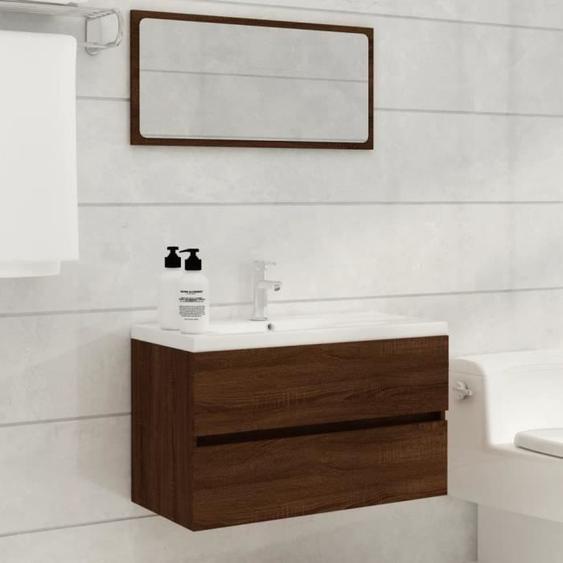 vidaXL Ensemble de meubles de salle de bain 2 pcs Chêne marron 815740