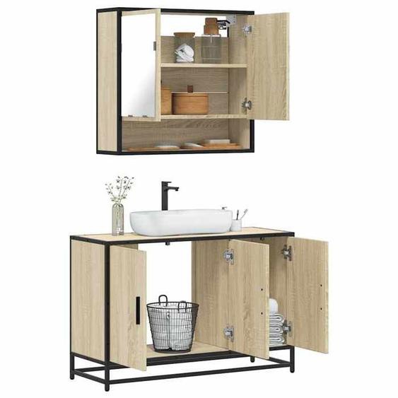 vidaXL Ensemble de meubles de salle de bain 2 pcs chêne sonoma, armoire de rangement, armoire de bain, meuble de toilette 3300921