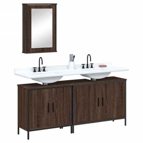 vidaXL Ensemble de meubles de salle de bain 3 pcs Chêne marron, armoire de salle de bain, armoire de bain, meuble-lavabo de 3214794