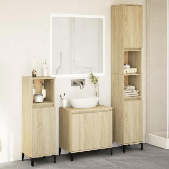 vidaXL Ensemble de meubles de salle de bain 3 pcs chêne sonoma, armoire de salle de bain, armoire de bain, meuble-lavabo de 3282655