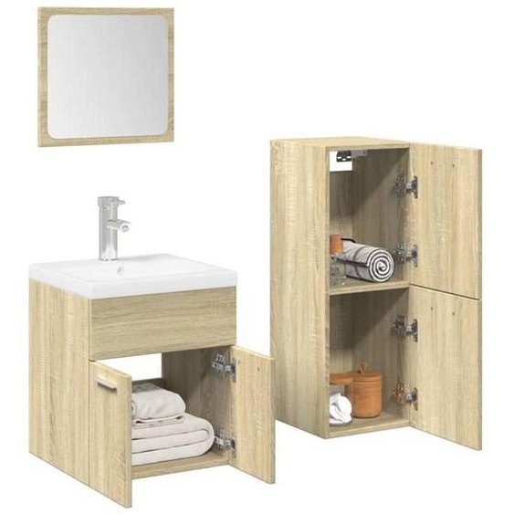 vidaXL Ensemble de meubles de salle de bain 3 pcs chêne sonoma, armoire de salle de bain, placard de salle de bain, meuble 3324995