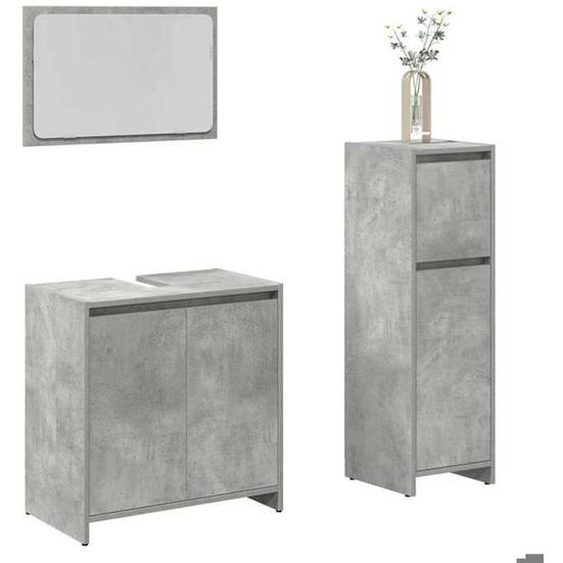 vidaXL Ensemble de meubles de salle de bain 3 pcs gris béton, armoire de salle de bain, placard de salle de bain, meuble de 3324852