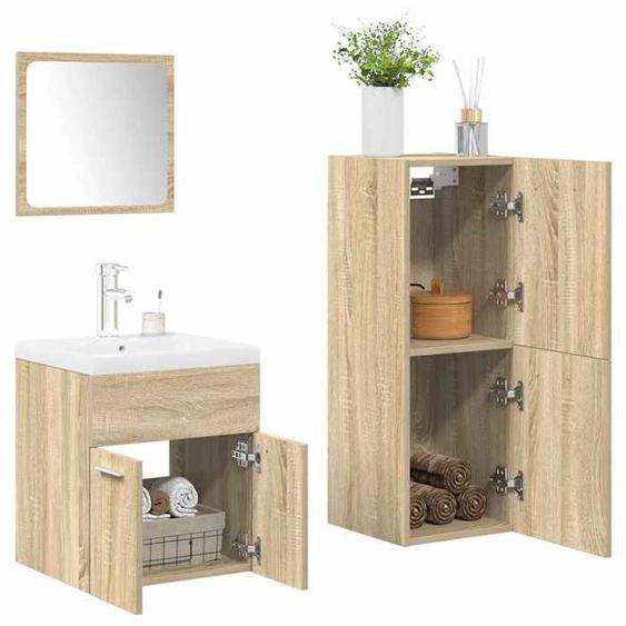 vidaXL Ensemble de meubles de salle de bain 4 pcs chêne sonoma, armoire de salle de bain, armoire de rangement de toilette, 3325026