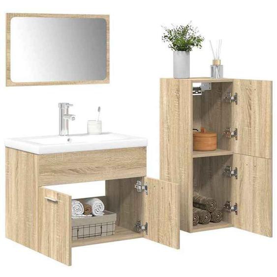 vidaXL Ensemble de meubles de salle de bain 4 pcs chêne sonoma, armoire de salle de bain, armoire de rangement de toilette, 3325027