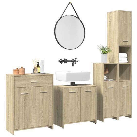 vidaXL Ensemble de meubles de salle de bain 4 pcs chêne sonoma, armoire de salle de bain, placard de salle de bain, meuble 3325044