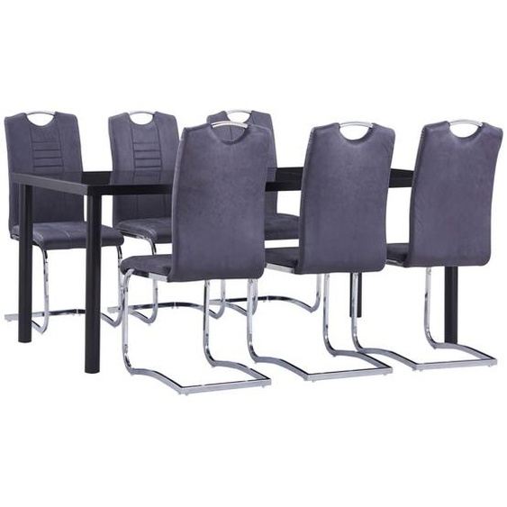 Vidaxl Ensemble De Salle À Manger 7 Pcs Similicuir Daim Gris