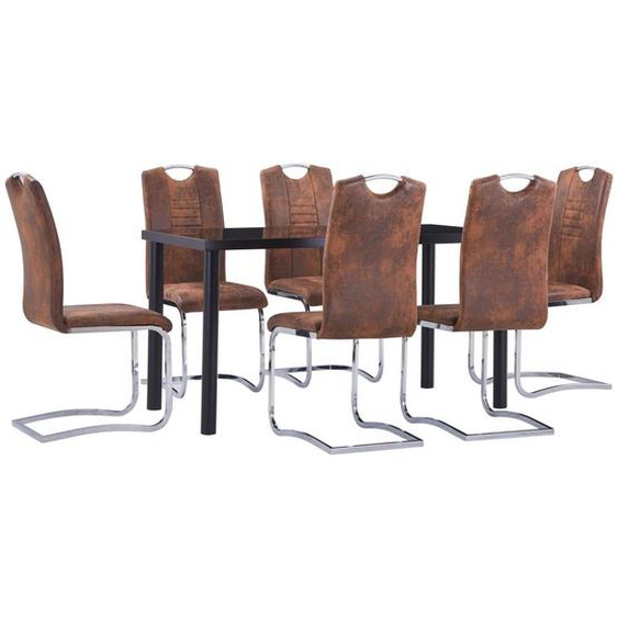 Vidaxl Ensemble De Salle À Manger 7 Pcs Similicuir Daim Marron