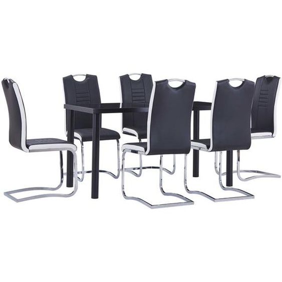 Vidaxl Ensemble De Salle À Manger 7 Pcs Similicuir Noir