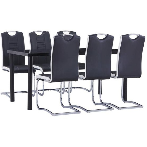 Vidaxl Ensemble De Salle À Manger 7 Pcs Similicuir Noir