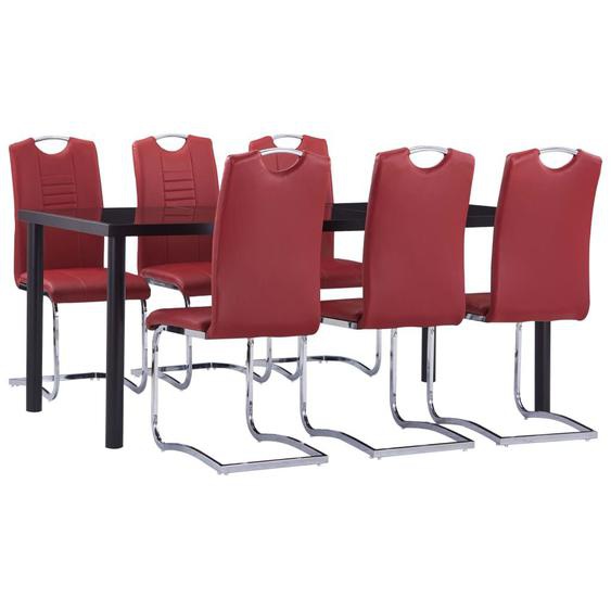 Vidaxl Ensemble De Salle À Manger 7 Pcs Similicuir Rouge