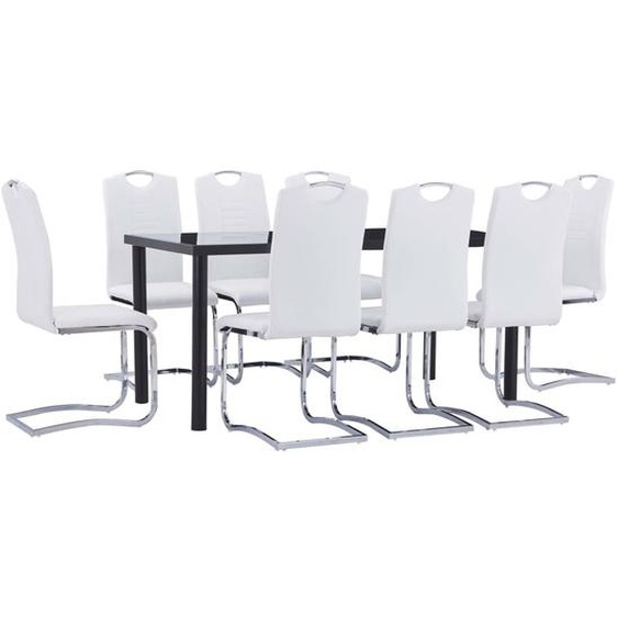 Vidaxl Ensemble De Salle À Manger 9 Pcs Similicuir Blanc