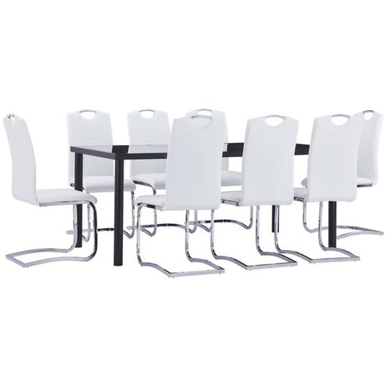 Vidaxl Ensemble De Salle À Manger 9 Pcs Similicuir Blanc