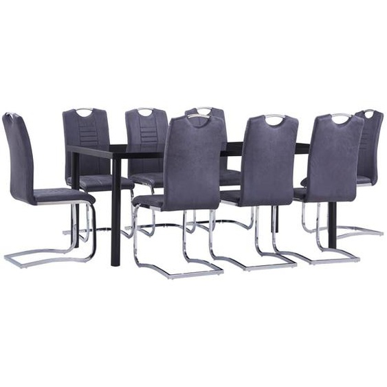 Vidaxl Ensemble De Salle À Manger 9 Pcs Similicuir Daim Gris