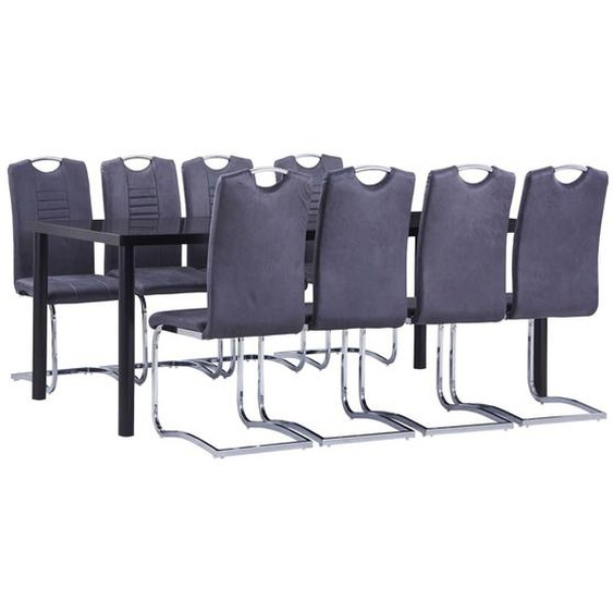 Vidaxl Ensemble De Salle À Manger 9 Pcs Similicuir Daim Gris