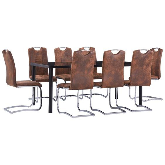 Vidaxl Ensemble De Salle À Manger 9 Pcs Similicuir Daim Marron