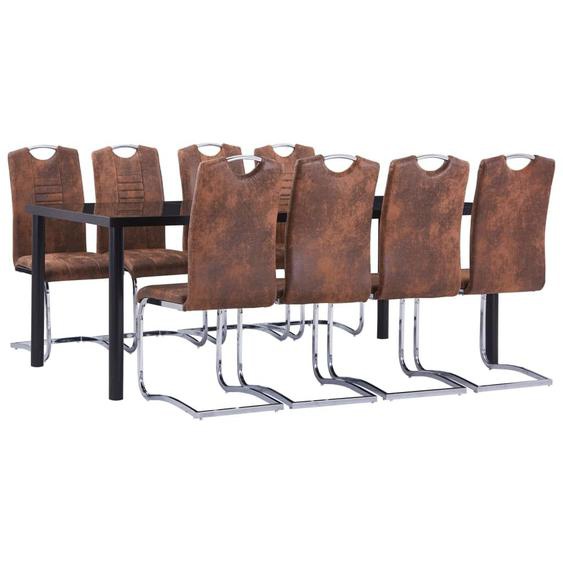 Vidaxl Ensemble De Salle À Manger 9 Pcs Similicuir Daim Marron