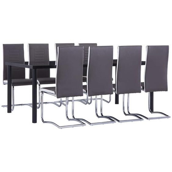 Vidaxl Ensemble De Salle À Manger 9 Pcs Similicuir Gris