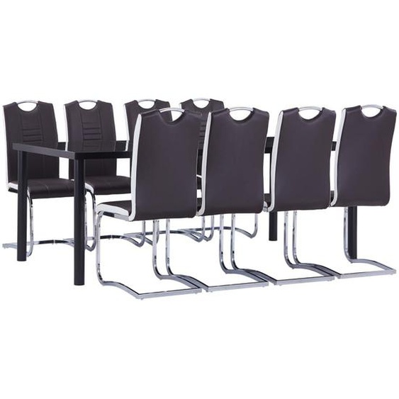 Vidaxl Ensemble De Salle À Manger 9 Pcs Similicuir Marron