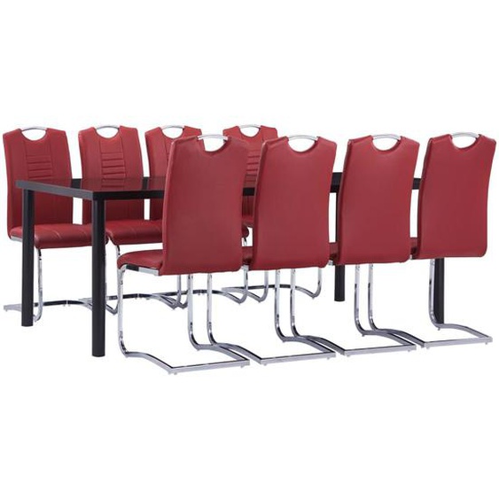 Vidaxl Ensemble De Salle À Manger 9 Pcs Similicuir Rouge