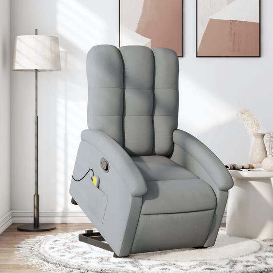 Vidaxl Fauteuil De Massage Inclinable Gris Clair Tissu