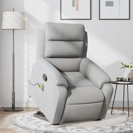 Vidaxl Fauteuil De Massage Inclinable Gris Clair Tissu