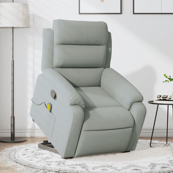 Vidaxl Fauteuil De Massage Inclinable Gris Clair Velours