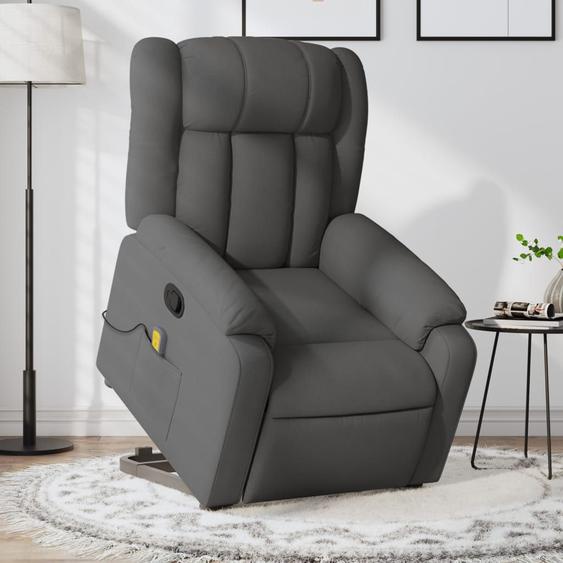 Vidaxl Fauteuil De Massage Inclinable Gris Foncé Tissu