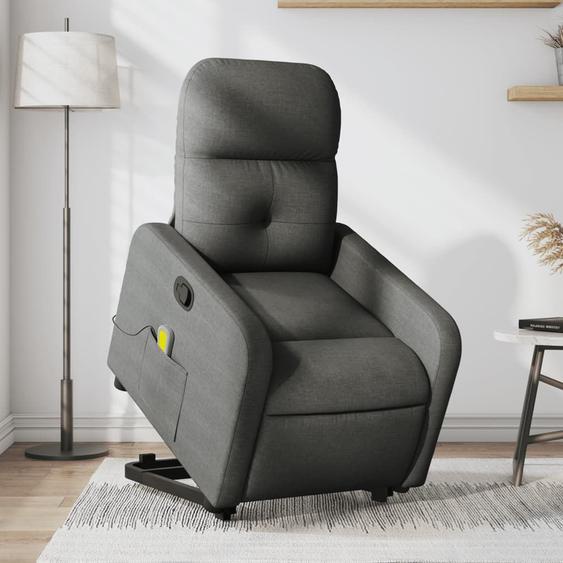 Vidaxl Fauteuil De Massage Inclinable Gris Foncé Tissu