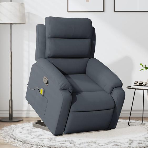 Vidaxl Fauteuil De Massage Inclinable Gris Foncé Velours