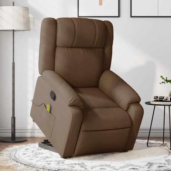 Vidaxl Fauteuil De Massage Inclinable Marron Tissu