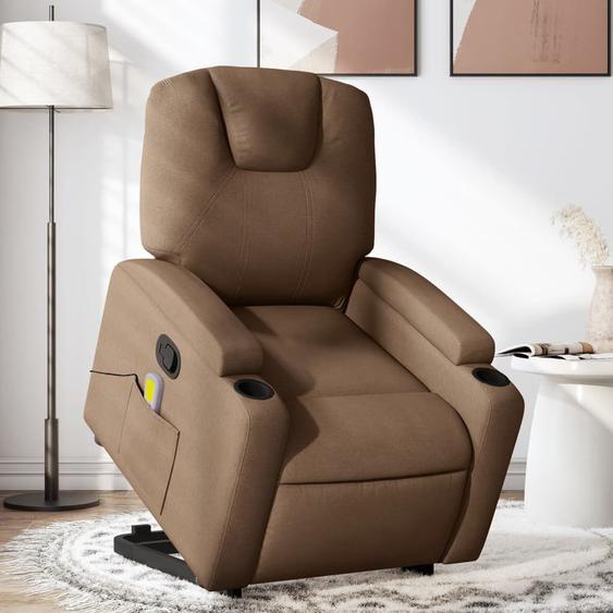 Vidaxl Fauteuil De Massage Inclinable Marron Tissu