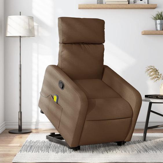 Vidaxl Fauteuil De Massage Inclinable Marron Tissu