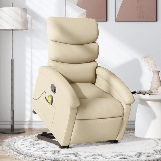 Vidaxl Fauteuil Inclinable De Massage Crème Tissu