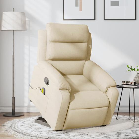 Vidaxl Fauteuil Inclinable De Massage Crème Tissu