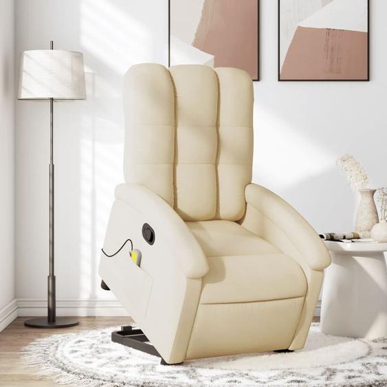 Vidaxl Fauteuil Inclinable De Massage Crème Tissu