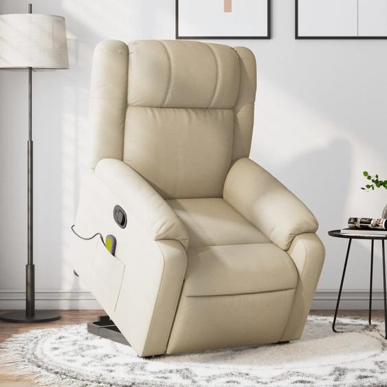 Vidaxl Fauteuil Inclinable De Massage Crème Tissu