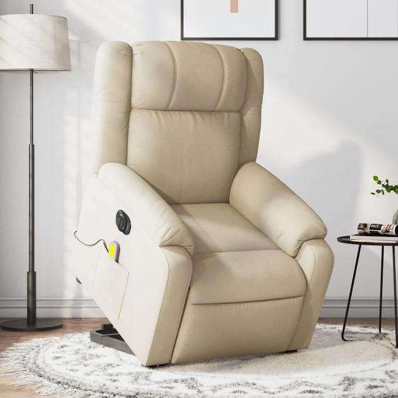 Vidaxl Fauteuil Inclinable De Massage Électrique Crème Tissu