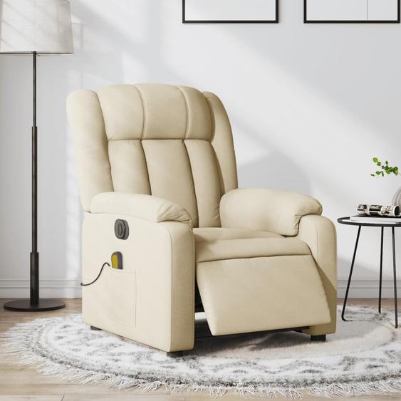 Vidaxl Fauteuil Inclinable De Massage Électrique Crème Tissu